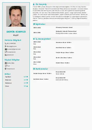 Pilot CV Örnekleri cv indir